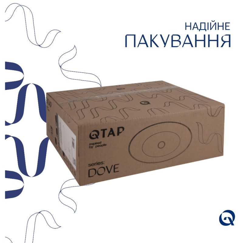 Раковина накладна Qtap Dove 415x340x140 мм, Marble, овальна, з донним клапаном QTDOV188SB49785