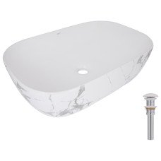 Раковина накладная Qtap Robin 600x390x150 мм, Marble, прямоугольная, с донным клапаном QTROB188MR49788