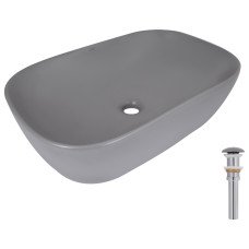 Раковина накладная Qtap Robin 600x390x150 мм, Stone grey, прямоугольная, с донным клапаном QTROB188SG49786