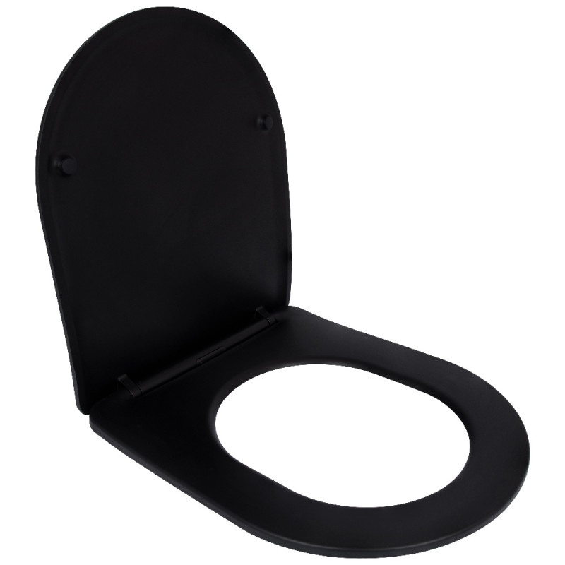 Сидіння для унітаза Qtap (Robin 490) 425x363x50 мм, Matt Black, з мікроліфтом Slim Duroplast, Quick Release QTSC179MB48676