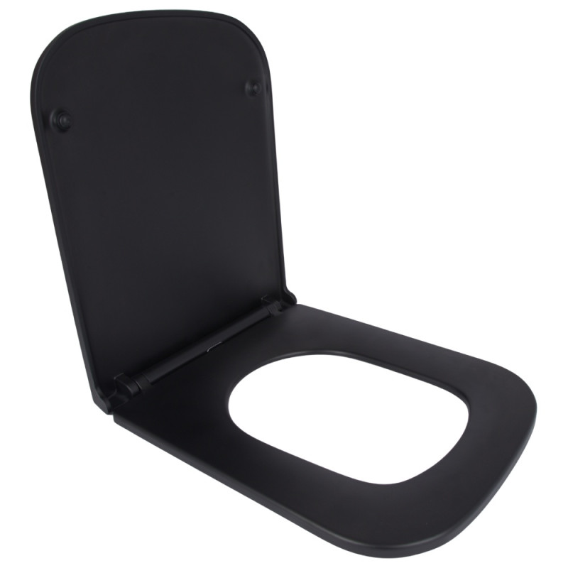 Сидіння для унітаза Qtap Tern 420х340х35 мм, Matt Black, з мікроліфтом, Slim Duroplast, Quick Release QT99HY2322MB