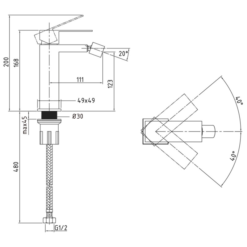 Змішувач для биде Lidz Helix 001AF (k35)  LDHEL001AFNKS49181 Nickel