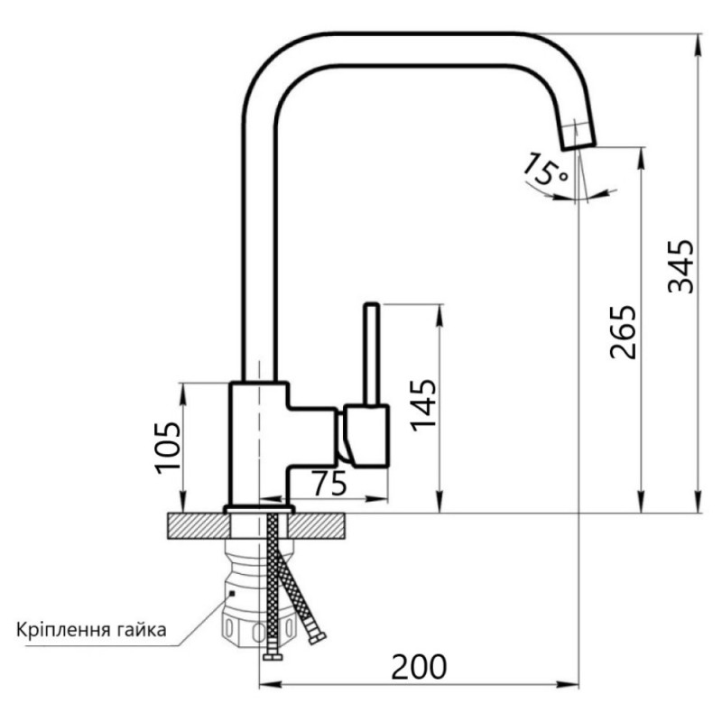 Змішувач для кухні Lidz Aria 015F1 (k35)  LDARI015F1GRP49558 Graphite