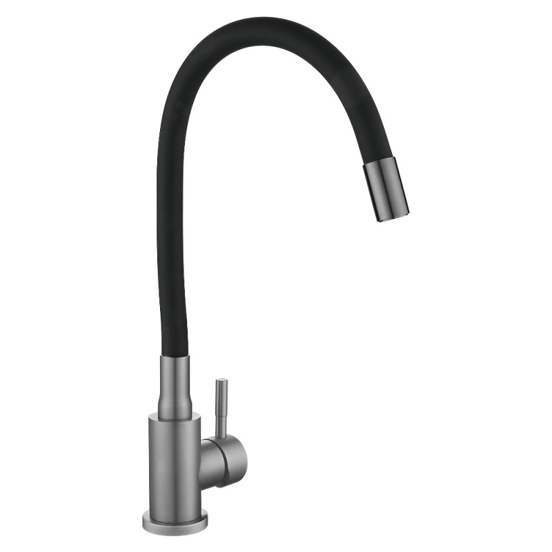 Змішувач для кухні Lidz Aria 015F3 (k35) з гнучким виливом LDARI015F3BGRP49564 Graphite/Black