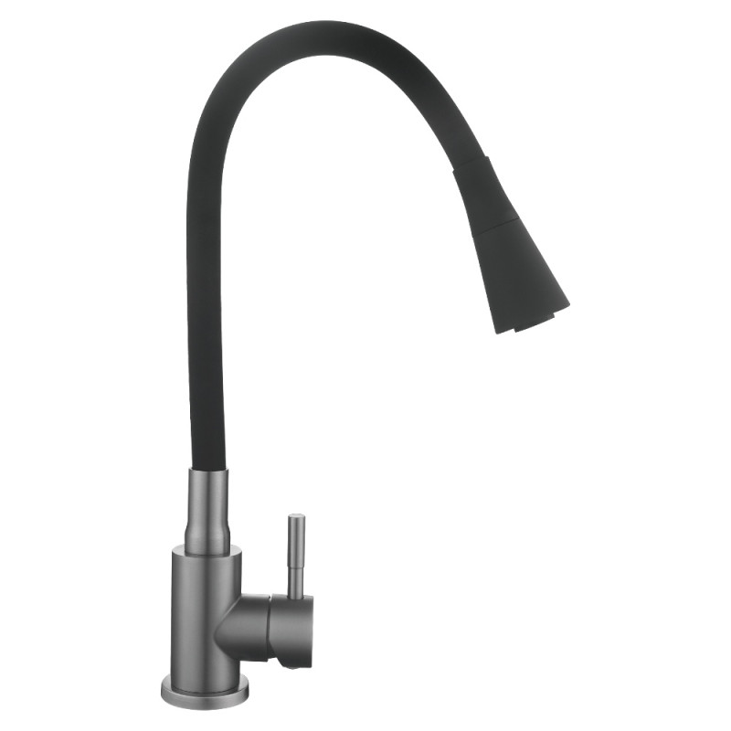 Змішувач для кухні Lidz Aria 015F31 (k35) з гнучким виливом LDARI015F31BGRP49566 Graphite/Black