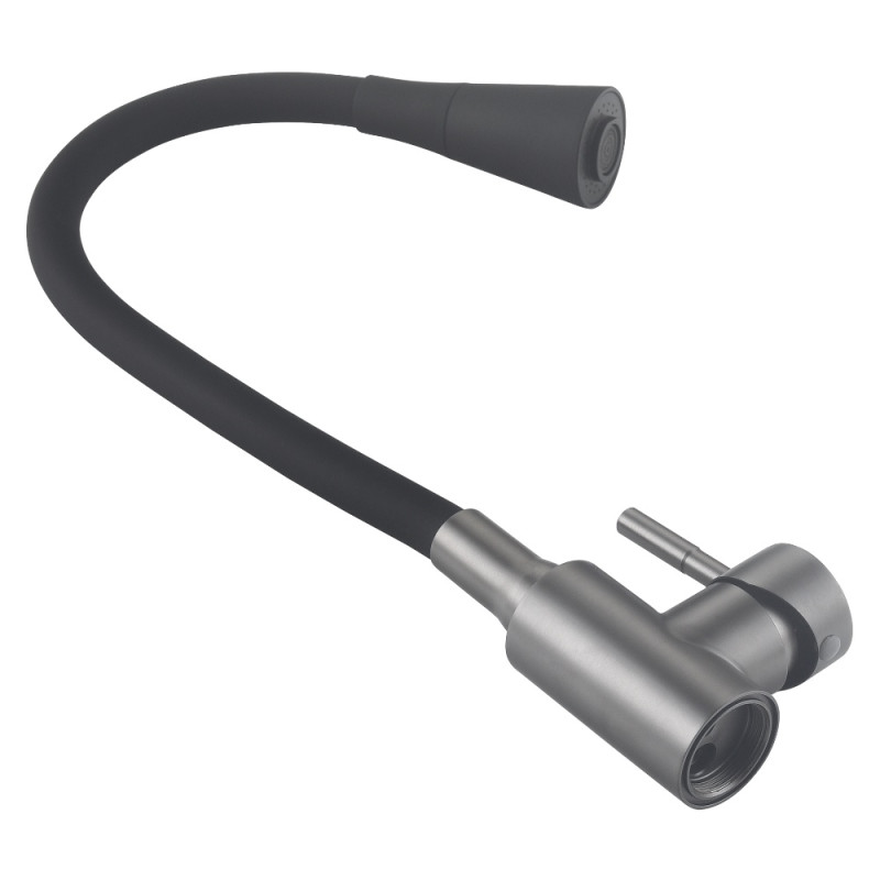 Змішувач для кухні Lidz Aria 015F31 (k35) з гнучким виливом LDARI015F31BGRP49566 Graphite/Black