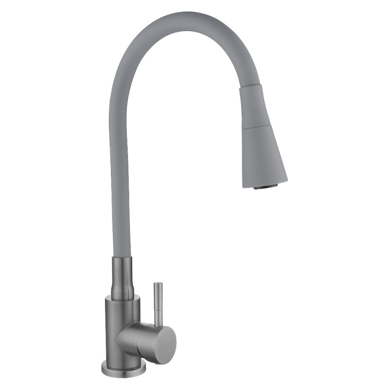 Змішувач для кухні Lidz Aria 015F31 (k35) з гнучким виливом LDARI015F31GGRP49567 Graphite/Grey