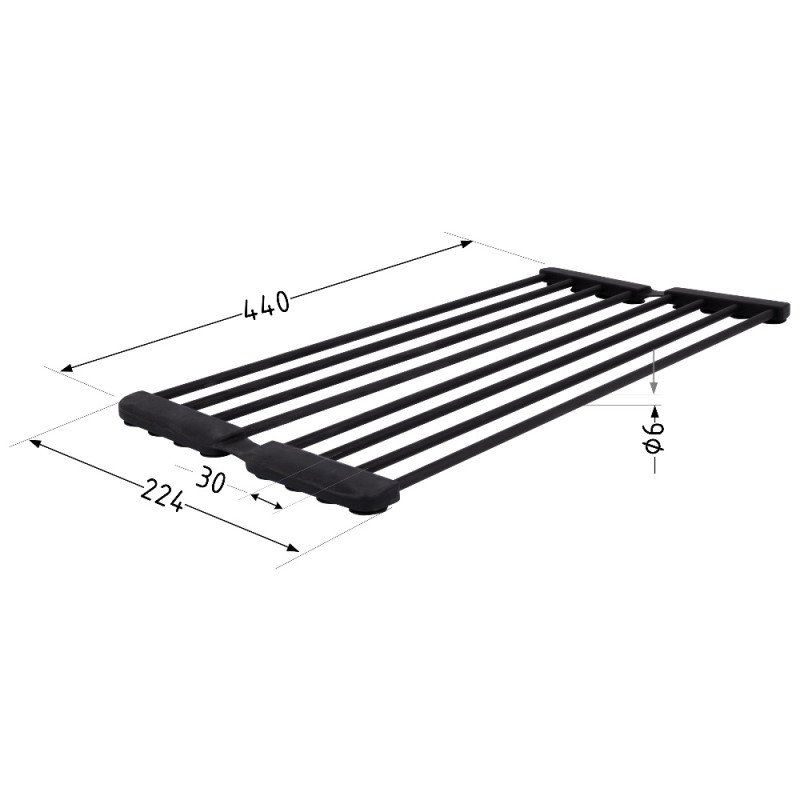 Сушарка на кухонну мийку з присоскою Lidz Acsis LA09 Black, кругла основа, для посуду 440х224 мм LDACSLA09BLM49777