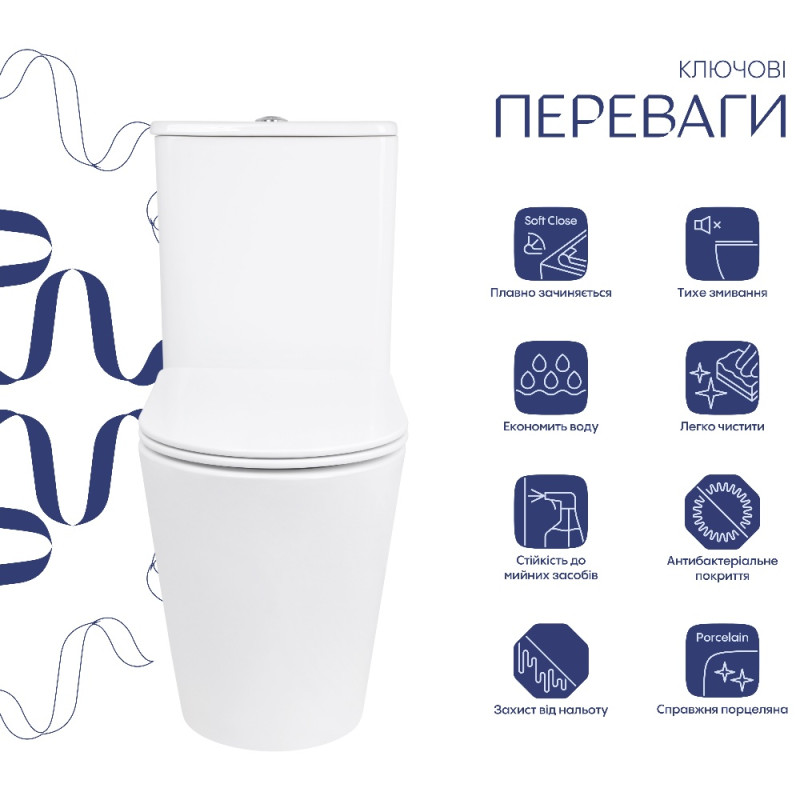 Унітаз підлоговий Qtap Arvin Ultra Quiet 630×350×795 мм з сидінням Soft-close, White QTARV27W49259