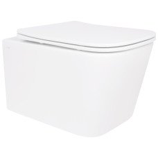 Унитаз подвесной Crow Rimless 485х340х330 мм, White, с сиденьем Slim Duroplast/ Soft-close/ Quick Release QT05335171RW Qtap