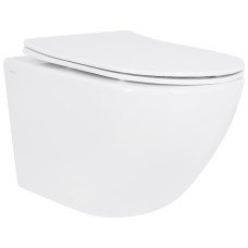Унитаз подвесной Jay Rimless 485×360×320 мм, White, с сиденьем Slim Duroplast/ Soft-close/ Quick Relase QT07335177RW Qtap
