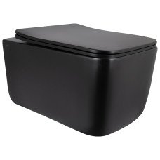 Унітаз підвісний Qtap Gemini Ultra Quiet 485×340×350 мм, Matt Black, з сидінням Slim Duroplast / Soft-close / Quick Release QTGEM28BLM50505