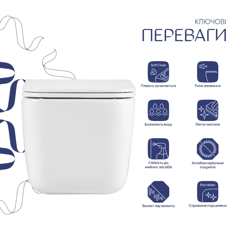 Унітаз підвісний Qtap Gemini Ultra Quiet 485×340×350 мм, White, з сидінням Slim Duroplast / Soft-close / Quick Release QTTAU26W49119
