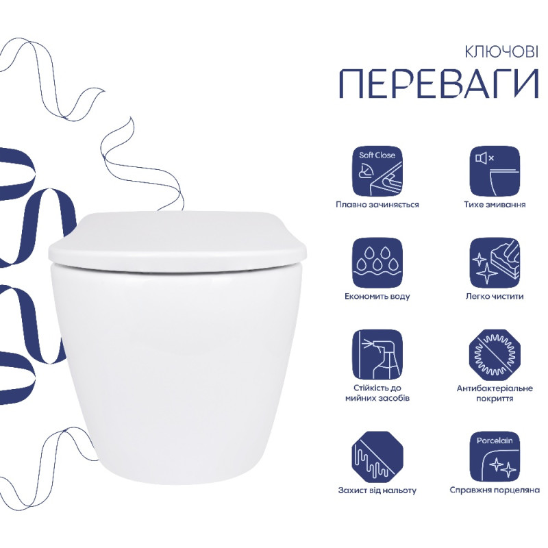 Унітаз підвісний Qtap Robin ML Ultra Quiet 490x365x325 мм, з сидінням Soft-close MagLock, White QTROBML26W49621