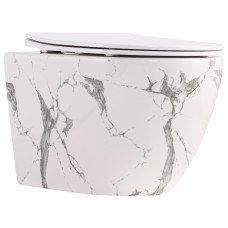 Унітаз підвісний Qtap Robin Ultra Quiet 520×365×340 мм, Marble, з сидінням Slim Duroplast / Soft-close / Quick Release QTROB26MR48998