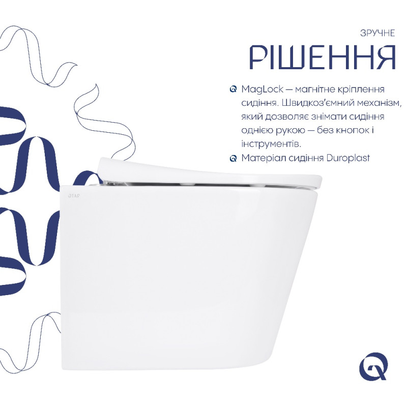 Унітаз підвісний Qtap Scorpio ML Ultra Quiet 520x365x365 мм, з сидінням Soft-close MagLock, White QTSCOML26W49624