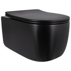 Унітаз підвісний Qtap Taurus Ultra Quiet 515×360×350 мм, Matt Black, з сидінням Slim Duroplast / Soft-close / Quick Release QTTAU28BLM50504