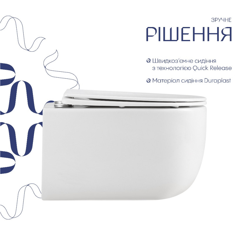 Унітаз підвісний Qtap Taurus Ultra Quiet 515×360×350 мм, White, з сидінням Slim Duroplast / Soft-close / Quick Release QTTAU26W49116