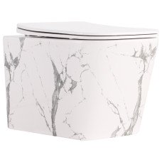 Унитаз подвесной Qtap Tern Ultra Quiet 520×345×325 мм, Marble, с сиденьем Slim Duroplast / Soft-close / Quick Release QTTER26MR49002