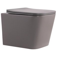 Унитаз подвесной Qtap Tern Ultra Quiet 520×345×325 мм, Stone grey, с сиденьем Slim Duroplast / Soft-close / Quick Release QTTER26SG49000