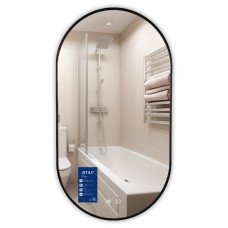 Зеркало Qtap Scorpio (SC1) с LED-подсветкой Touch, с антизапотеванием, с диммером, рег. темп. цвета (3000-6500K) Black QTSC600900