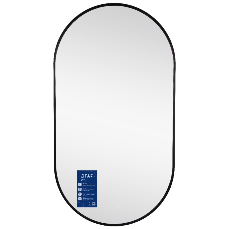 Зеркало Qtap Scorpio (SC1) с LED-подсветкой Touch, с антизапотеванием, с диммером, рег. темп. цвета (3000-6500K) Black QTSC600900