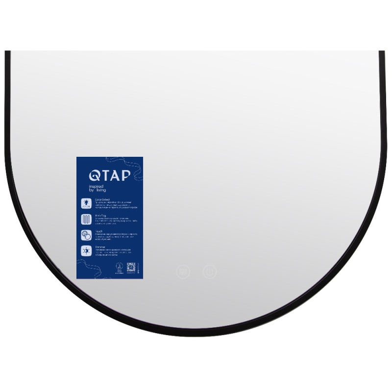 Зеркало Qtap Scorpio (SC1) с LED-подсветкой Touch, с антизапотеванием, с диммером, рег. темп. цвета (3000-6500K) Black QTSC600900