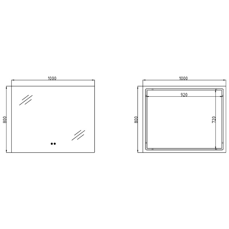 Дзеркало Qtap Taurus (TA1) 1000×800 мм з LED-підсвічуванням Touch, з антизапотіванням, з димером, рег. темп. кольору (3000-6500K) QTTAU100080048956