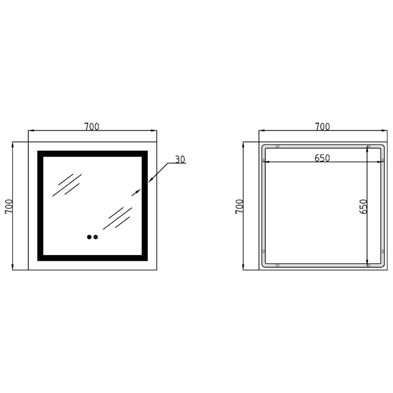 Зеркало Lidz Kubis (KU1) 700х700 с LED-подсветкой Touch, с антизапотеванием, с диммером, рег. яркости LDKU70070049287