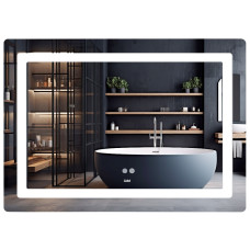 Зеркало Lidz Kubis (KU2) 1200х800 с LED-подсветкой Touch, с антизапотеванием, с диммером, рег. яркости LDKUB120080049007
