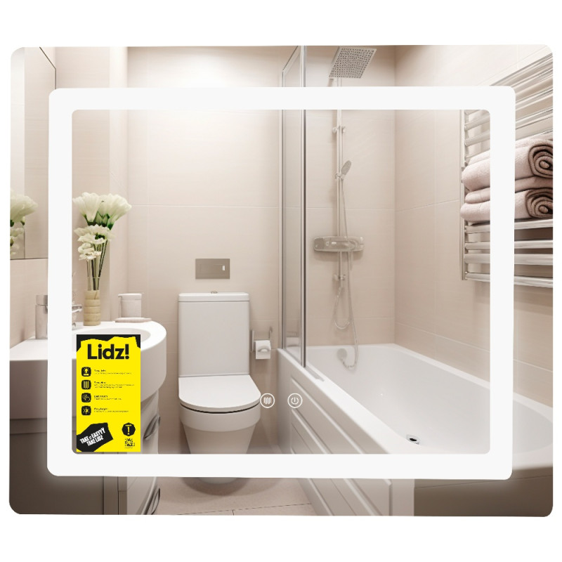 Зеркало Lidz Kubis (KU2) 700х600 с LED-подсветкой Touch, с антизапотеванием, с диммером, рег. яркости LDKU60070049286