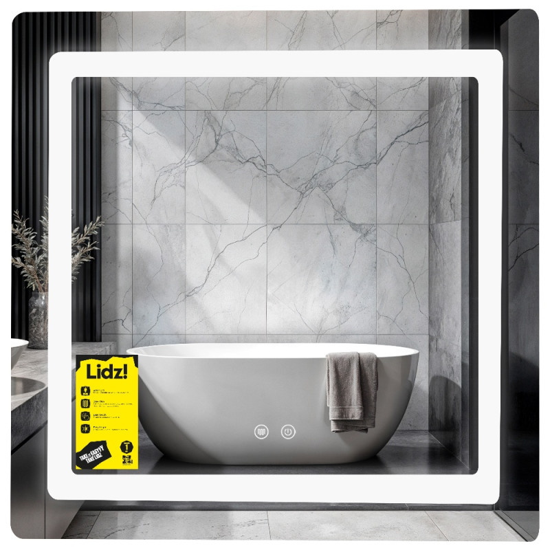 Зеркало Lidz Kubis (KU2) 700х700 с LED-подсветкой Touch, с антизапотеванием, с диммером, рег. яркости LDKU70070049288