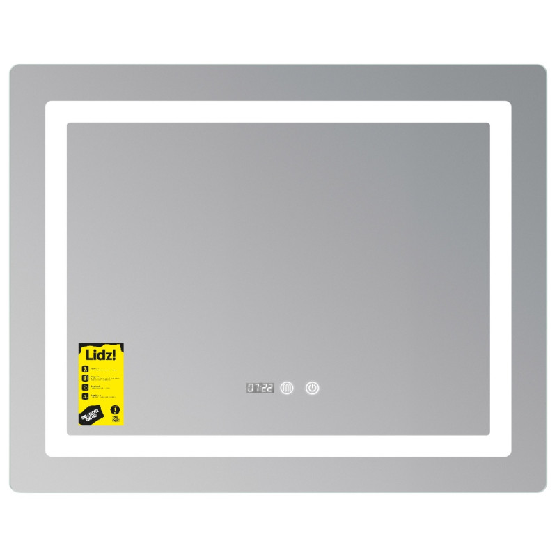 Зеркало Lidz Kubis (KU2) 800х600 с часами, с LED-подсветкой Touch, с антизапотеванием, с диммером, рег. яркости LDKU800600CL48281