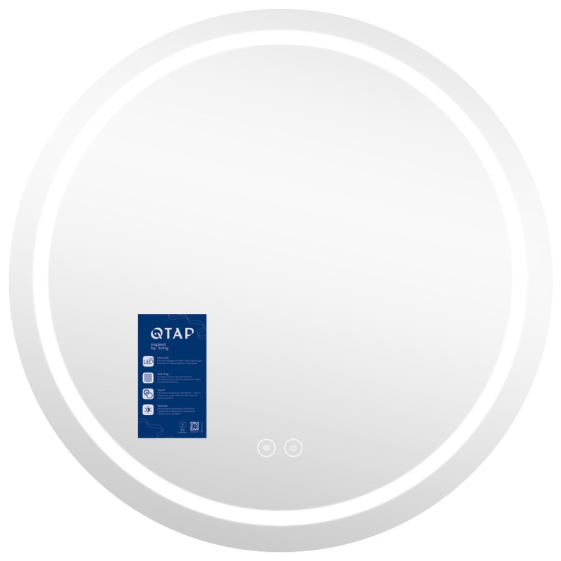 Зеркало Qtap Mideya R1000 с LED-подсветкой Touch, с антизапотеванием, диммером QTMIDR100049003