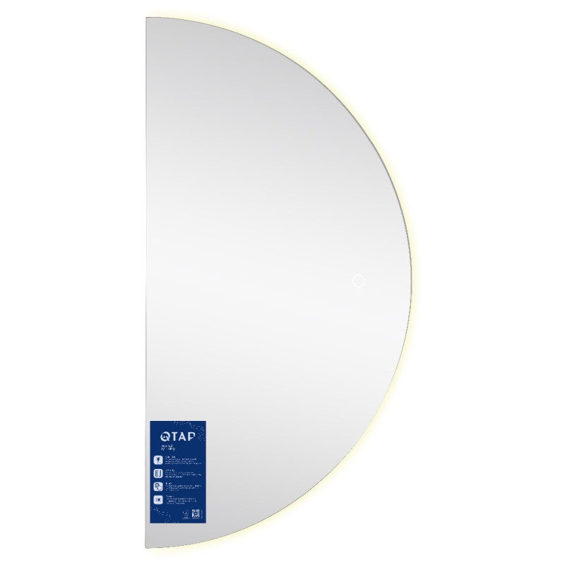 Зеркало Qtap Taurus HR1200 с LED-подсветкой Touch, с антизапотеванием, с диммером, рег. темп. цвета (3000-6500K) QTTAUHR1200