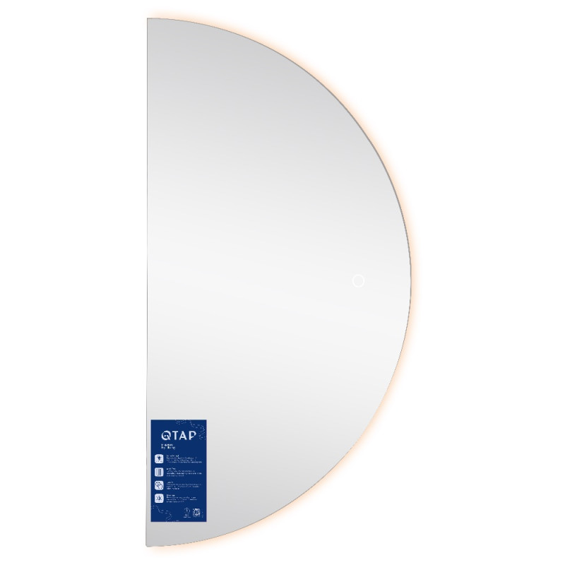 Зеркало Qtap Taurus HR800 с LED-подсветкой Touch, с антизапотеванием, с диммером, рег. темп. цвета (3000-6500K) QTTAUHR800