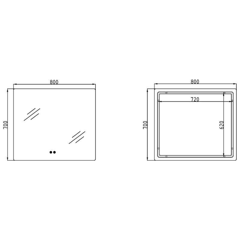 Зеркало Qtap Taurus (TA2) 800×700 мм с LED-подсветкой Touch, с антизапотеванием, с диммером, рег. темп. цвета (3000-6500K) QTTAU70070048955