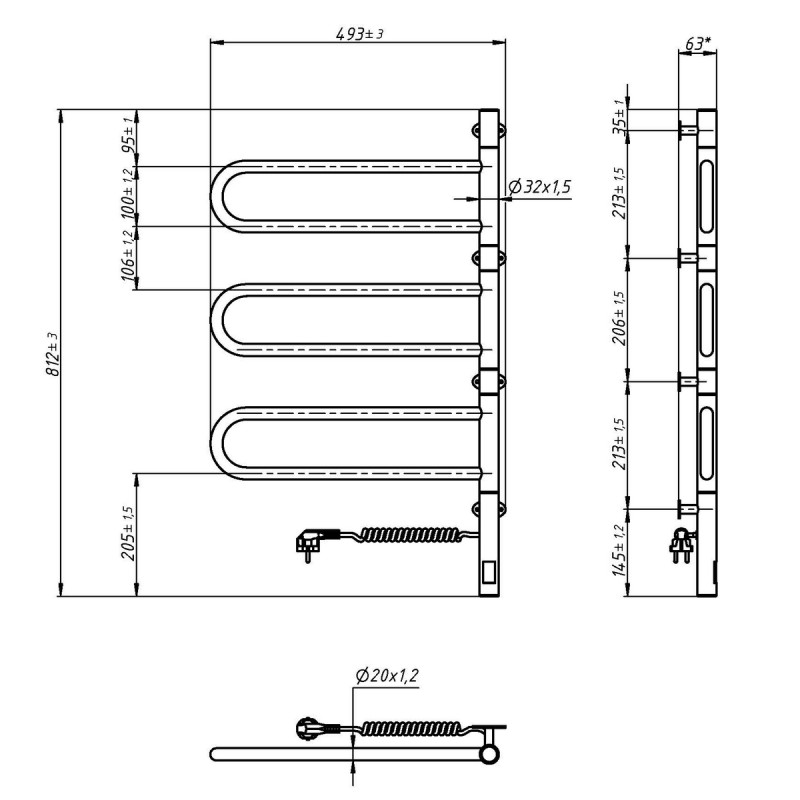 Полотенцесушитель электрический Fouette 480х800 Sensor с таймером (10-012033-4880)