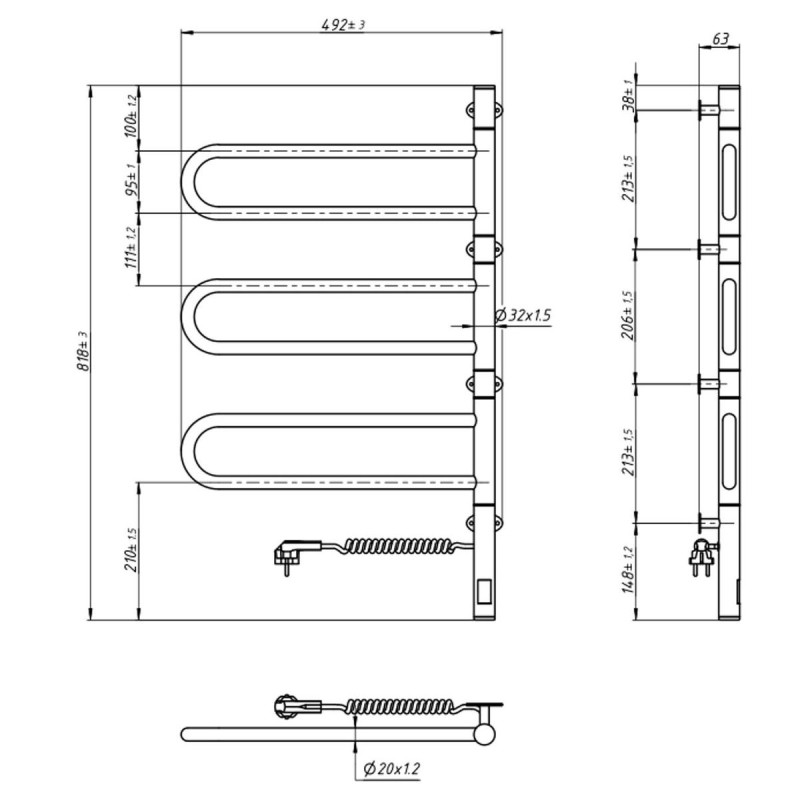 Полотенцесушитель Fouette 480х800 Sensor с таймером, белый (12-112033-4880)