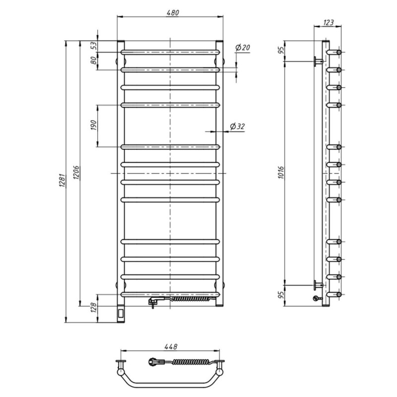 Полотенцесушитель Блюз 480х1200 Sensor правый с таймером (12-006033-4812)
