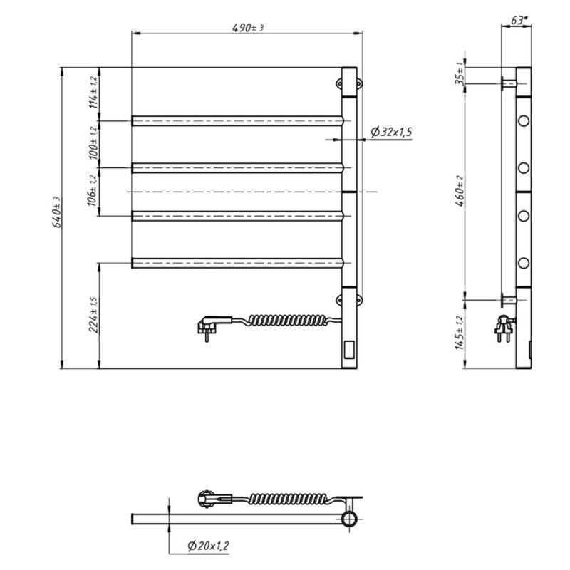 Полотенцесушитель нержавеющий Arabesque 480х600 Sensor с таймером (10-023033-4860)