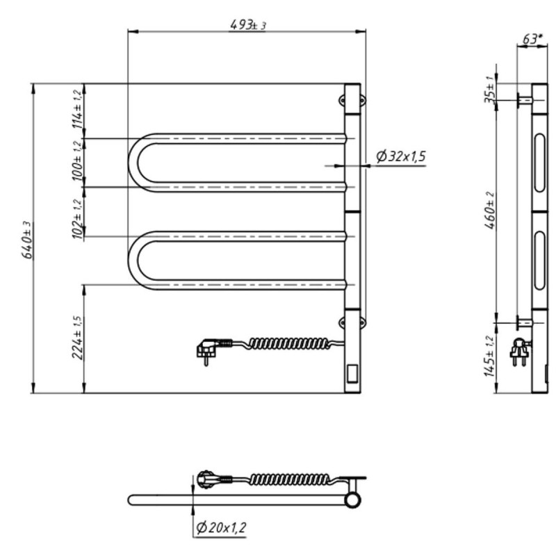 Рушникосушка електрична Fouette 480х600 Sensor з таймером (10-012033-4860)