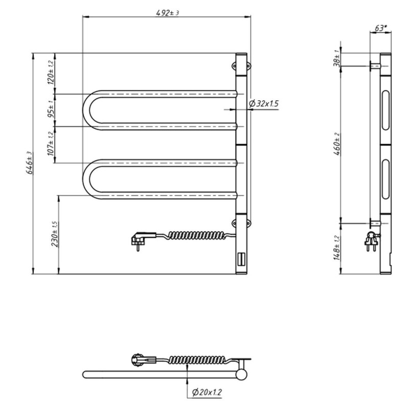 Рушникосушка Fouette 480х600 Sensor з таймером, біла (12-112033-4860)