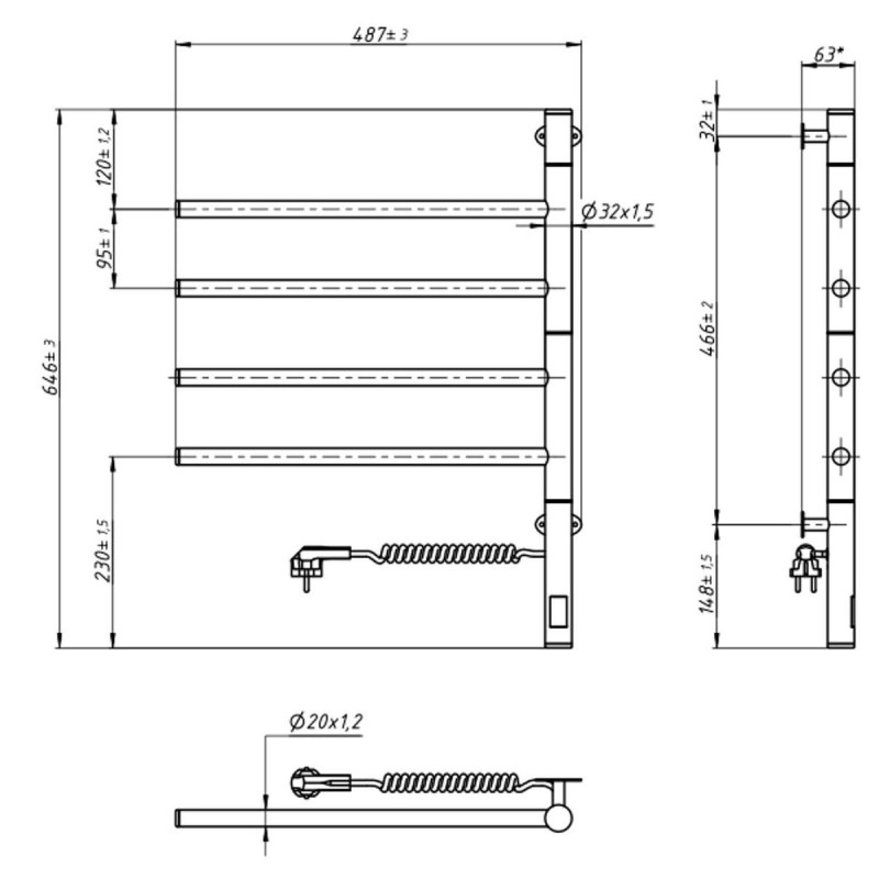 Полотенцесушитель Arabesque 480х600 Sensor с таймером, чёрный муар (12-223033-4860)