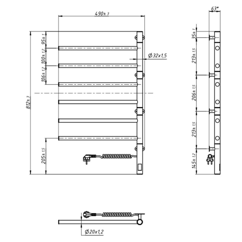 Полотенцесушитель нержавеющий Arabesque 480х800 Sensor с таймером (10-023033-4880)