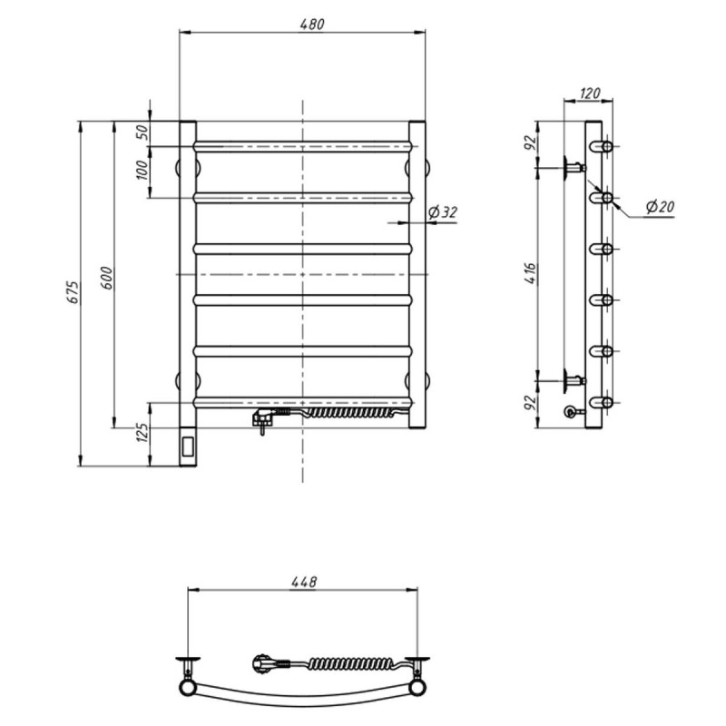 Рушникосушка Камелія 480х600 Sensor права з таймером (10-007033-4860)