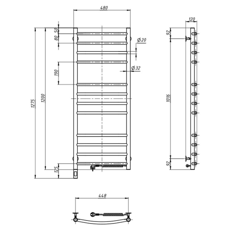 Полотенцесушитель Камелия 480х1200 Sensor правый с таймером (10-007033-4812)