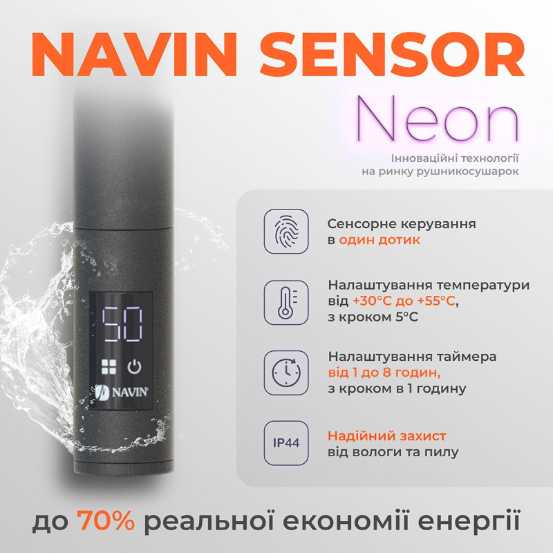 Полотенцесушитель нержавеющий электрический Navin Retro 500х800 Sensor с Wi-Fi левый, черный муар (10-240135-5080)