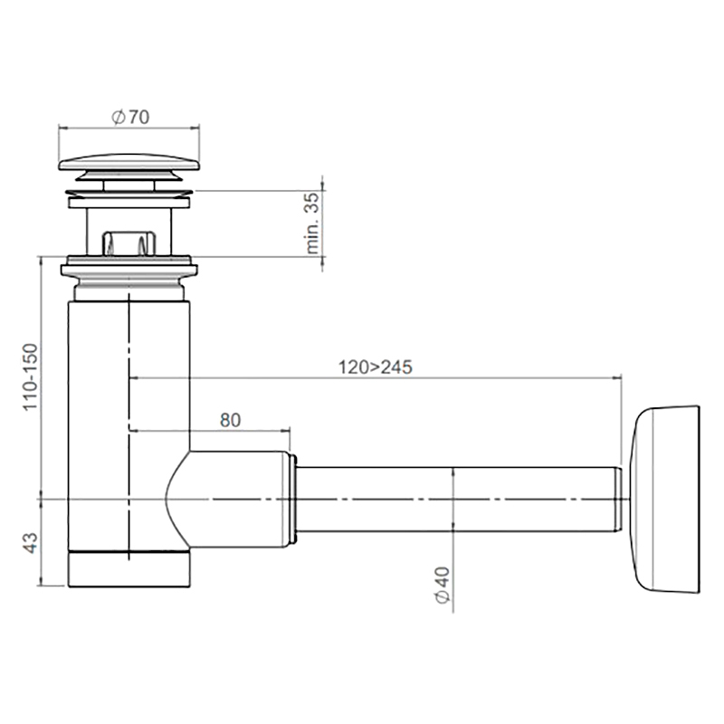 Cифон для умывальника Easy Clean, телескопический d 40 Prevex 1512412