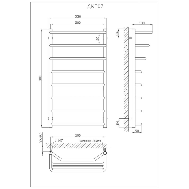 Рушникосушарка KOSSER Каскад Трапеція 900х530/8